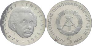 Münzen DDR 5 Mark, 1979, Einstein, in ... 