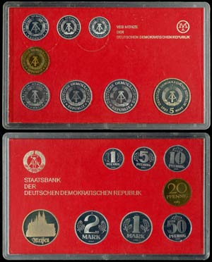 DDR Kursmünzensätze 1 Pfennig bis 5 Mark, ... 