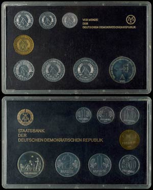 DDR Kursmünzensätze 1 Pfennig bis 2 Mark, ... 