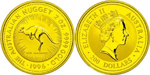 Australia 200 dollars, Gold, 1996, kangaroo, ... 
