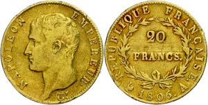 Frankreich 20 Francs, Gold, 1806, Napoleon ... 