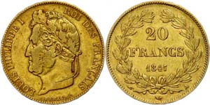 Frankreich 20 Francs, Gold, 1847, Louis ... 
