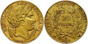 Frankreich 20 Francs, Gold, 1851, Typ Ceres, ... 