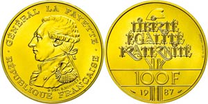 Frankreich 100 Francs, Gold, 1987, La ... 