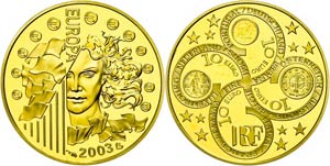 Frankreich 10 Euro, Gold, 2003, Fb. B5, in ... 