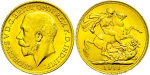 Great Britain Sovereign, 1911, George V., ... 