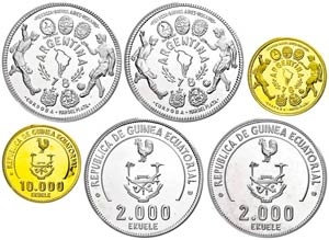 Guinea 2 x 2000 Ekuele Silber und 1 x 10000 ... 