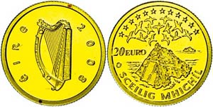 Ireland 20 Euro, Gold, 2008, Sceilig Michil, ... 