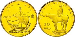 Italy 20 Euro, Gold, 2003, European art ... 