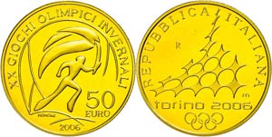 Italy 50 Euro, Gold, 2006, winter olympic ... 