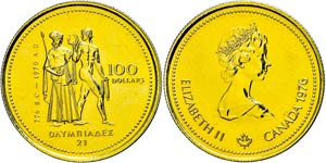 Canada 100 dollars, Gold, 1976, KM 115, ... 