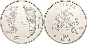 Litauen 50 Litu, 2012, Nationaldichter Jonas ... 