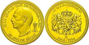 Luxemburg 40 Francs, Gold, 1994, Jean, ... 