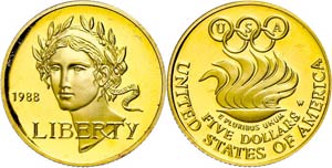 USA 5 Dollars, Gold, 1987, Olympiade, KM ... 