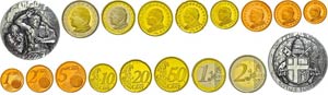 Vatikanstaat 1 Cent bis 2 Euro, 2002, ... 