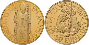 Vatican 50 Euro, Gold, 2005, sacraments the ... 