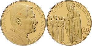 Vatican 20 Euro, Gold, 2006, sacraments the ... 