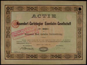 Aktien Berlin 1900, Nauendorf-Gerlebogker ... 