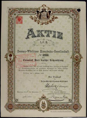 Aktien Dessau 1894, Dessau-Wörlitzer ... 