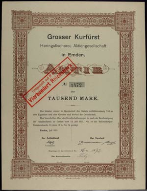 Aktien Emden 1921, Grosser Kurfürst ... 