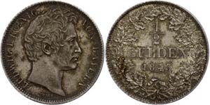 Bayern 1/2 Gulden, 1845, Ludwig I., AKS 79, ... 