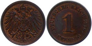 Small denomination coins 1871-1922 1 penny, ... 