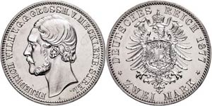 Mecklenburg-Strelitz 2 Mark, 1877, Friedrich ... 