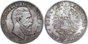 Prussia 2 Mark, 1888, Friedrich III., J. 98, ... 