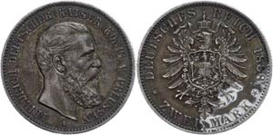 Prussia 2 Mark, 1888, Friedrich III., toned, ... 