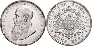 Saxony-Meiningen 5 Mark, 1908, Georg II., ... 