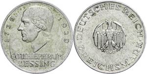 Münzen Weimar 3 Reichsmark, 1929 D, Gott. ... 