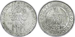 Coins Weimar Republic 3 Reichmark, 1929 E, ... 