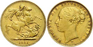 Australia 1 Pound, Gold, 1881, Victoria type ... 