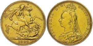 Australien Sovereign, 1890, Victoria, Mzz M ... 