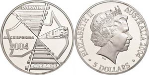 Australien 5 Dollars, 2004, Eisenbahnstrecke ... 