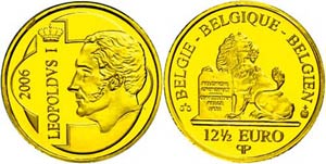 Belgium 12, 5 Euro, Gold, 2006, Leopold from ... 
