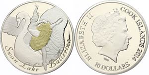 Cook Inseln 10 Dollars, 2014, Silber mit ... 