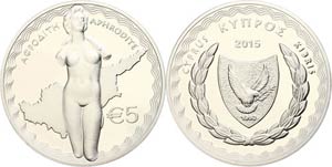 Estonia 5 Euro, 2015, Aphrodite goddess the ... 