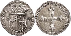 France 1 / 4 Écu de Navarre (9, 53g), 1624, ... 