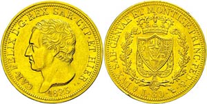 Italien Sardinien, 80 Lire, Gold, 1825, Karl ... 