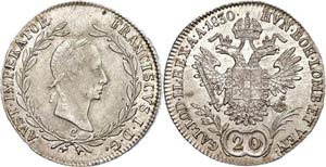 Old Austria coins until 1918 20 cruiser, ... 