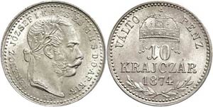 Old Austria coins until 1918 10 cruiser, ... 