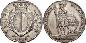 Switzerland Lucerne, 4 Franc, 1814, HMZ ... 
