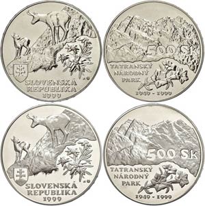 Slowakei 2 x 500 Kronen, 1999, Gemsen im ... 