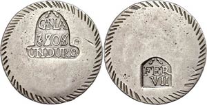 Spanien 1 Duro, 1808, Fernando VII., Gerona, ... 