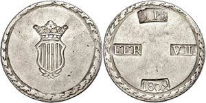 Spanien 5 Pesetas, 1809, Fernando VII., ... 