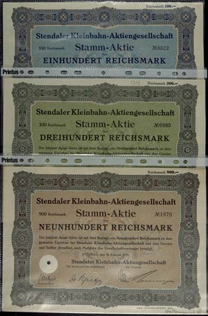 Aktien Stendal (Sachsen) 1929, Stendaler ... 