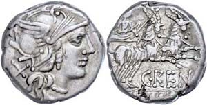 Coins Roman Republic Caius Renius, denarius ... 
