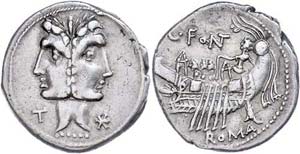 Coins Roman Republic C. Fonteius, denarius ... 