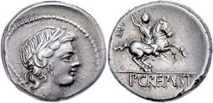 Coins Roman Republic P. Crepusius, denarius ... 